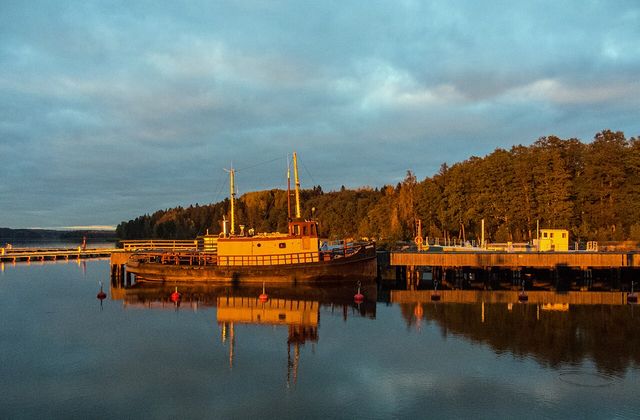 Mathildedal harbour at sunset