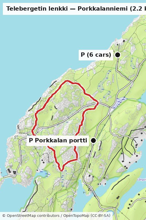 Telebergetin lenkki, 2.2 km — the loop climbs the highest point on the cape