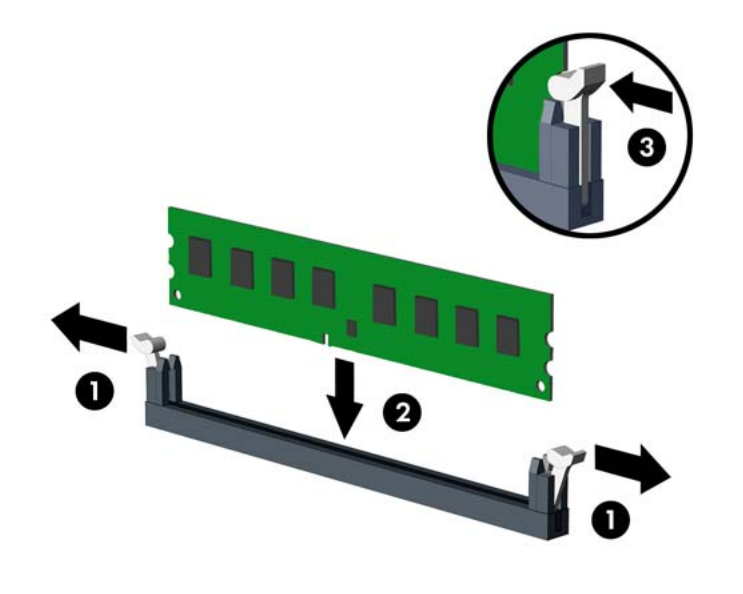 HP diagram: open clips, insert stick, clips close