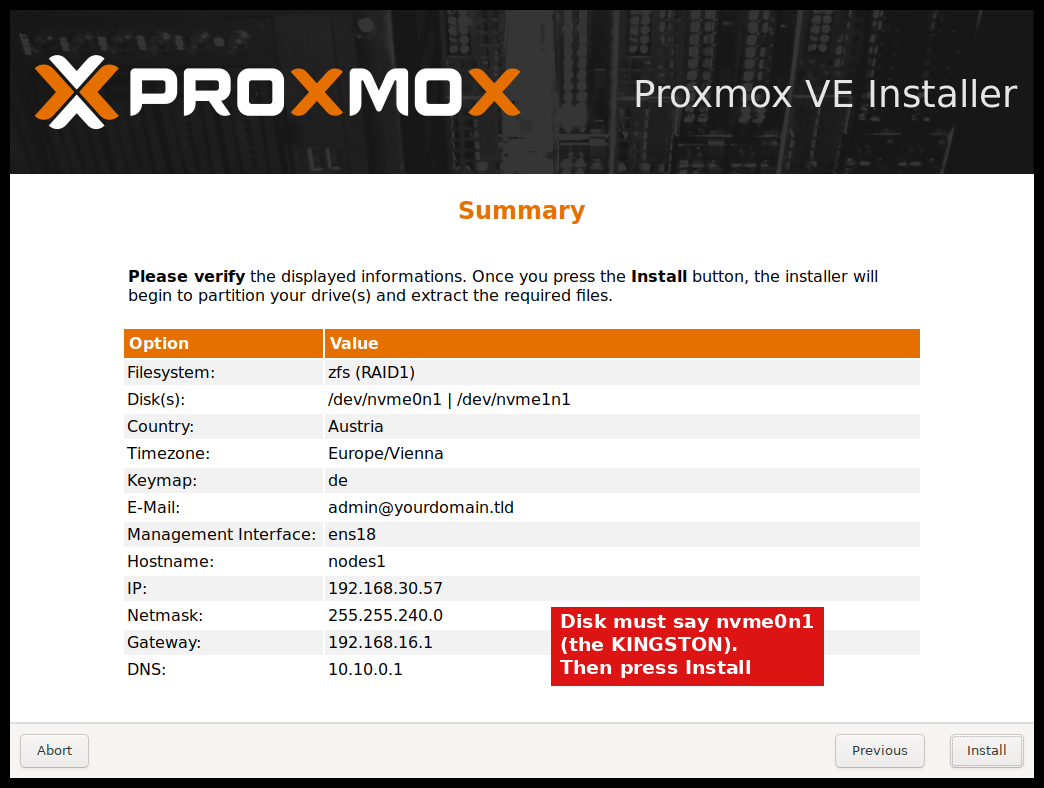 Summary screen