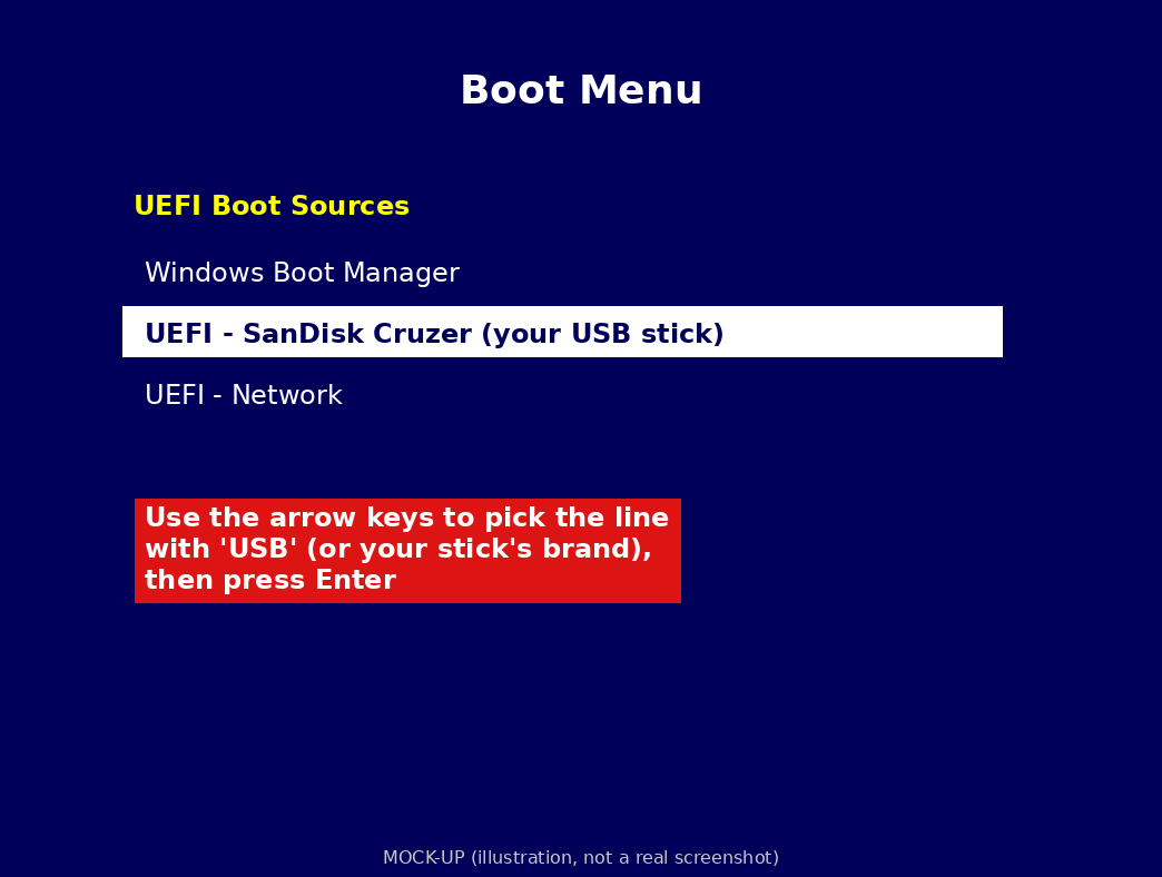 mock HP boot menu
