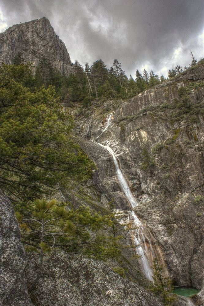 Root Creek Falls: The falls down the granite, in spring