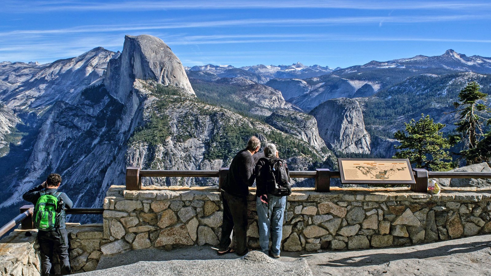 Visitors at Glacier Point overlooking Yosemite