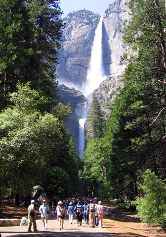 Lower Yosemite Fall trail scene